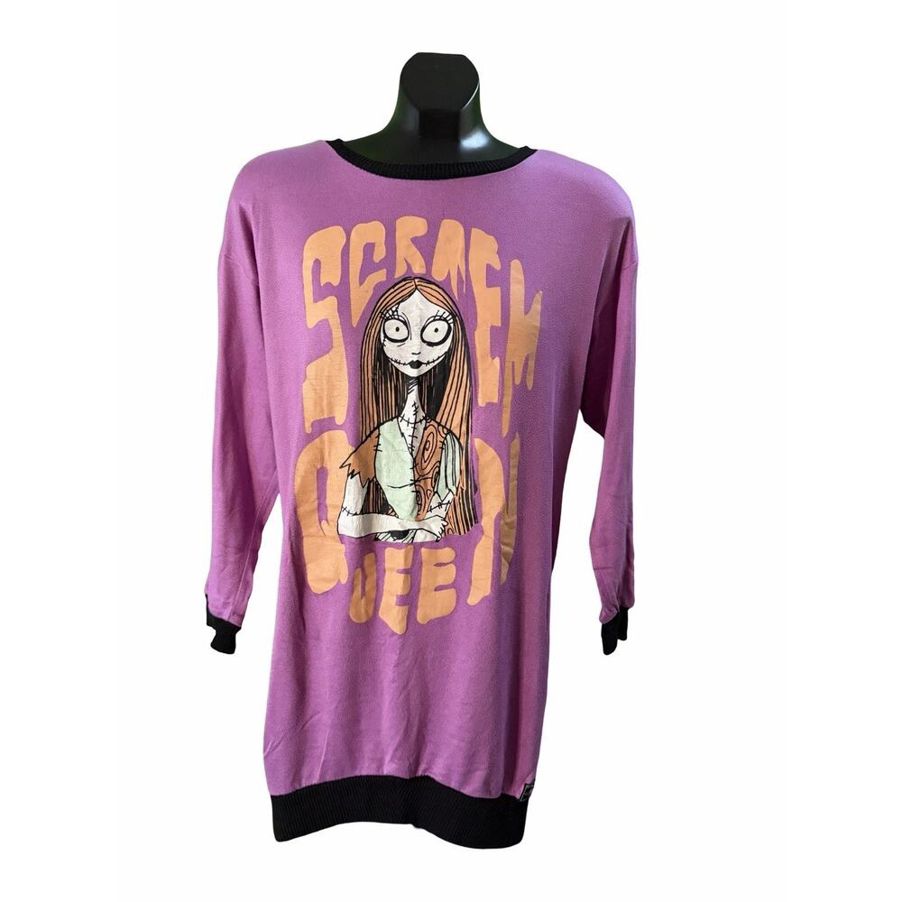 Disney Nightmare Before Christmas Sally Sweater Dress Womens S Purple Tunic Goth